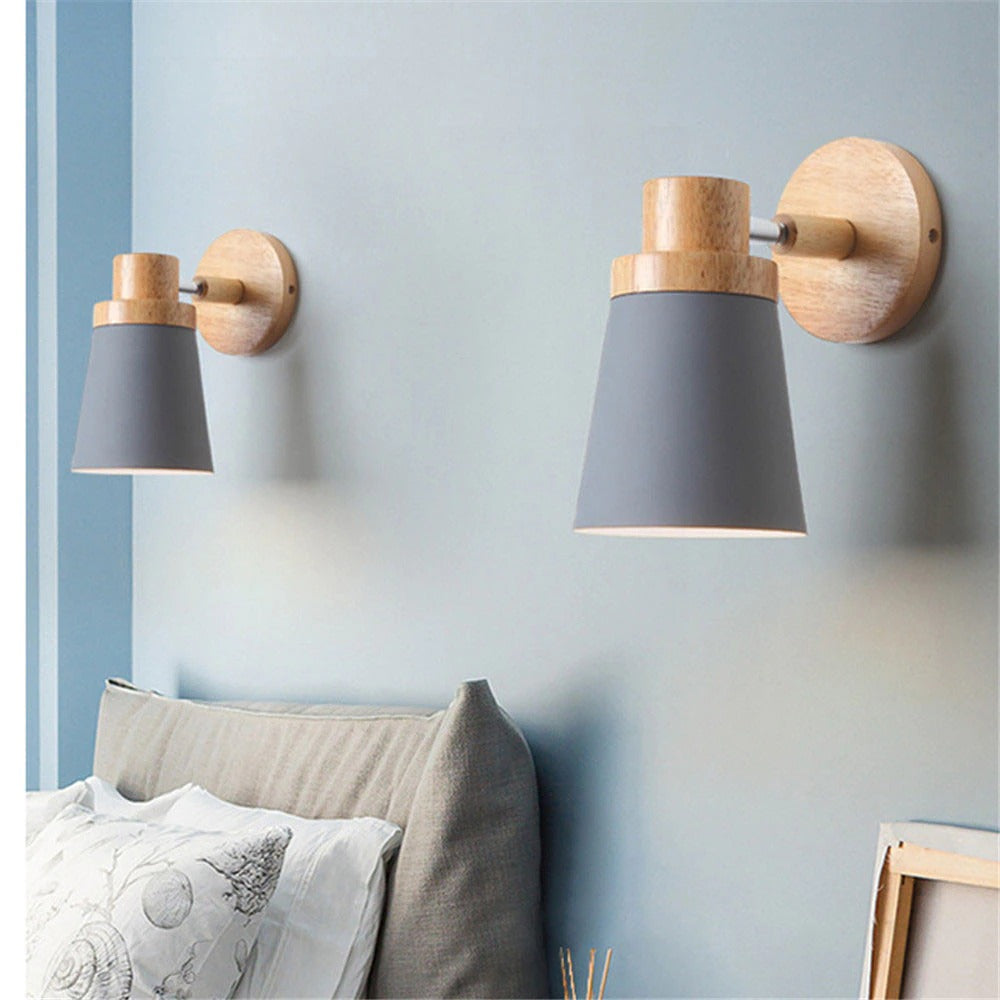 Modern LED Wooden Bedroom Wall Lamp 