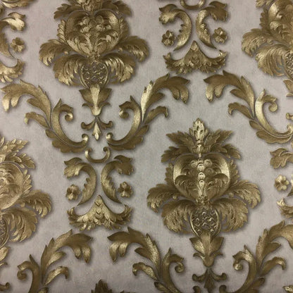 Gold Textured Luxury Classic 3D Damask Wallpaper Decor 