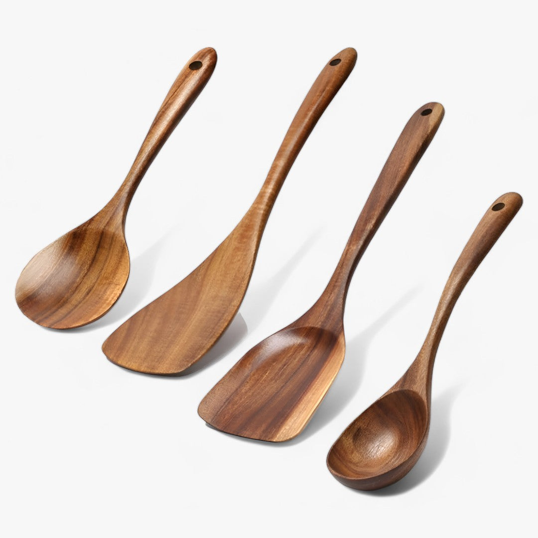 Elegant Teak Kitchen Utensil Set | 7 Piece Natural Luxury