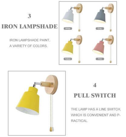 Rotating Collin Wall Lamp with Pull Chain Switch 