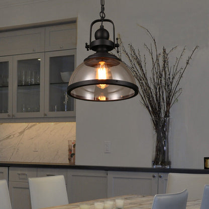 Antique Glass and Iron Retro Industrial Pendant Lamp