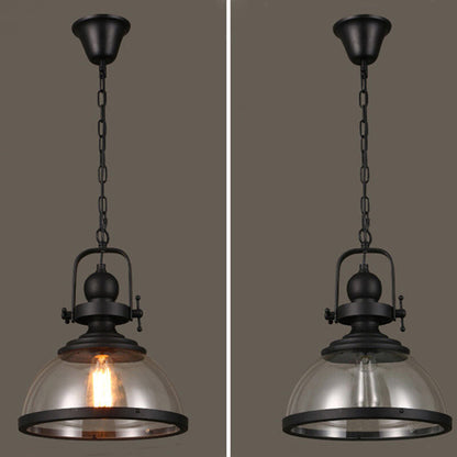 Antique Glass and Iron Retro Industrial Pendant Lamp