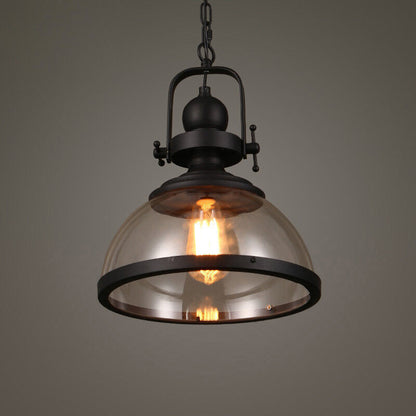 Antique Glass and Iron Retro Industrial Pendant Lamp