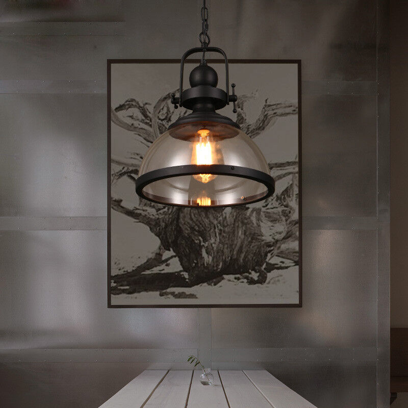 Antique Glass and Iron Retro Industrial Pendant Lamp