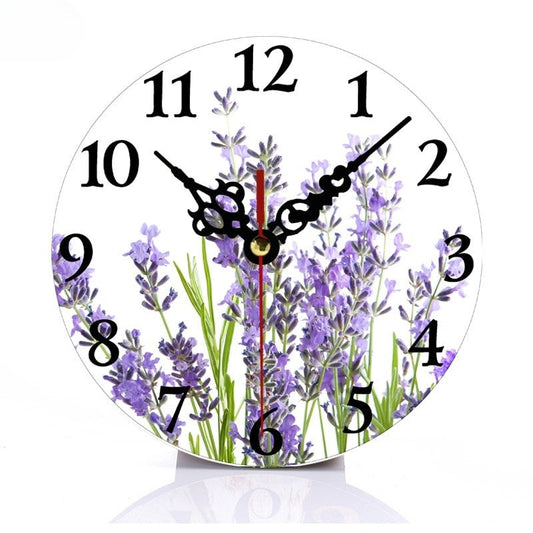 LumiWood - Wooden wall clock with lavender accents 