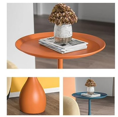 Round Metal Table with Pedestal - Medieval Side Table in Modern Style 