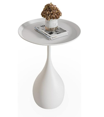 Round Metal Table with Pedestal - Medieval Side Table in Modern Style 