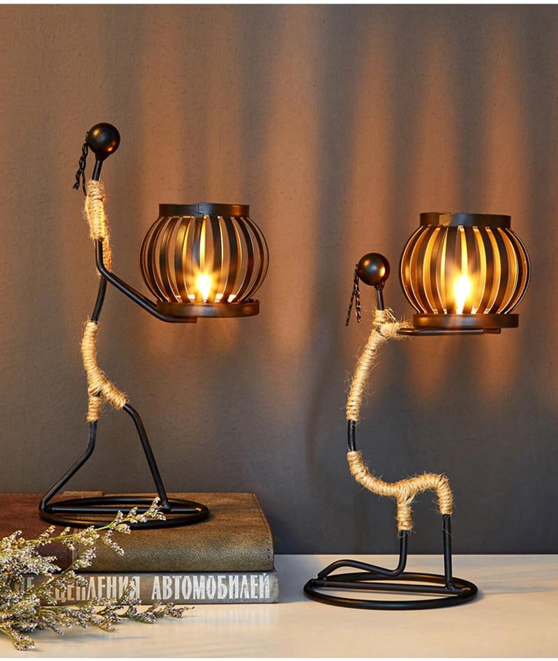 Handmade Metal Candle Holders with Unique Figure Design 