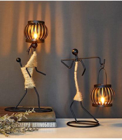 Handmade Metal Candle Holders with Unique Figure Design 