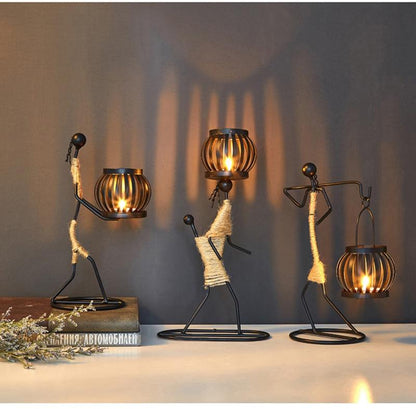 Handmade Metal Candle Holders with Unique Figure Design 