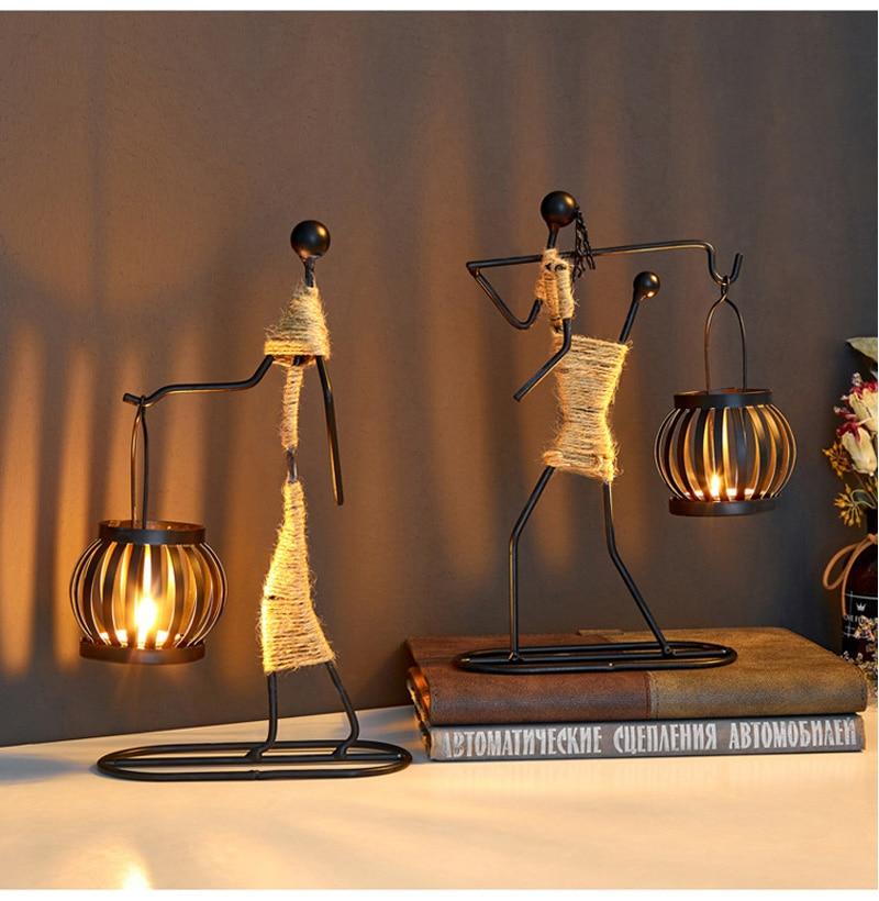 Handmade Metal Candle Holders with Unique Figure Design 