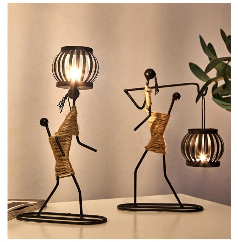 Handmade Metal Candle Holders with Unique Figure Design 