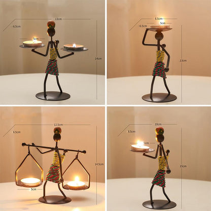 Handmade Metal Candle Holders with Unique Figure Design 