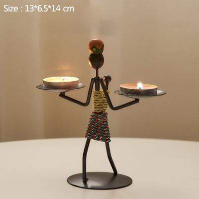 Handmade Metal Candle Holders with Unique Figure Design 