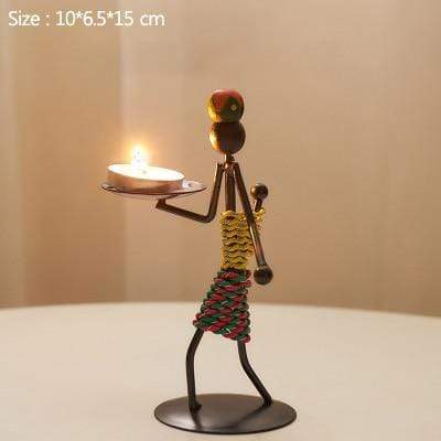 Handmade Metal Candle Holders with Unique Figure Design 