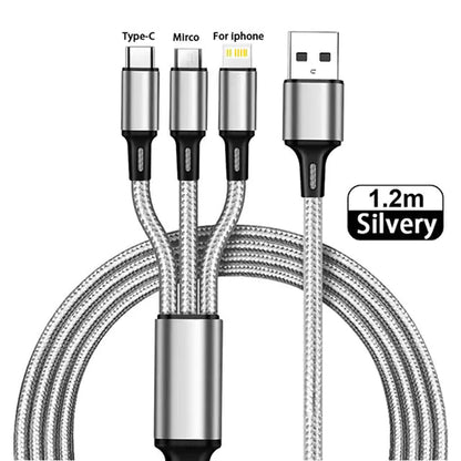 3-in-1 USB Kabel Type C – Universele Oplaad- en Gegevenskabel